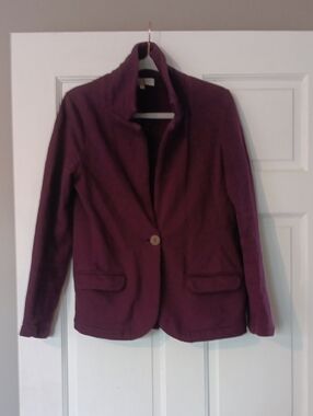 100% Organic Cotton Synergy Purple Single-Button Blazer Jacket Small